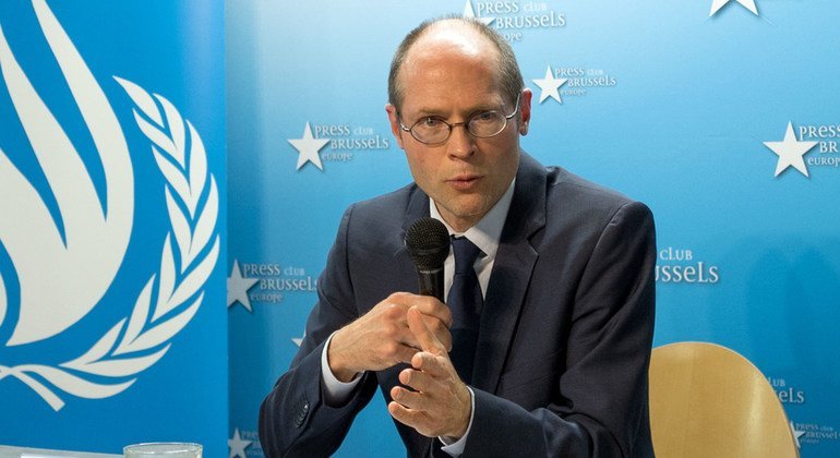 Photo de Olivier De Schutter pendant son allocution