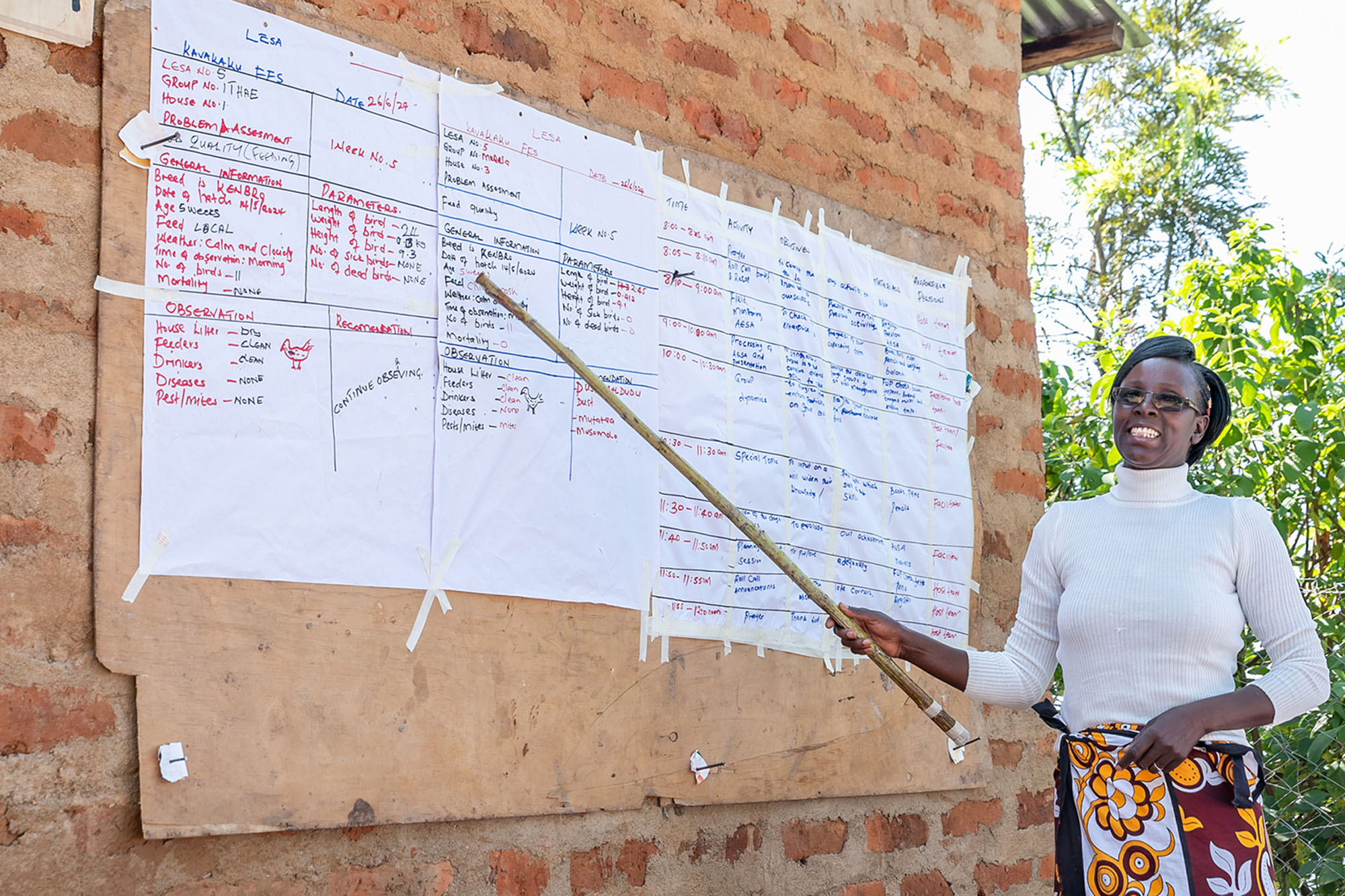 A woman teaching at a farmer's school in Kenya.