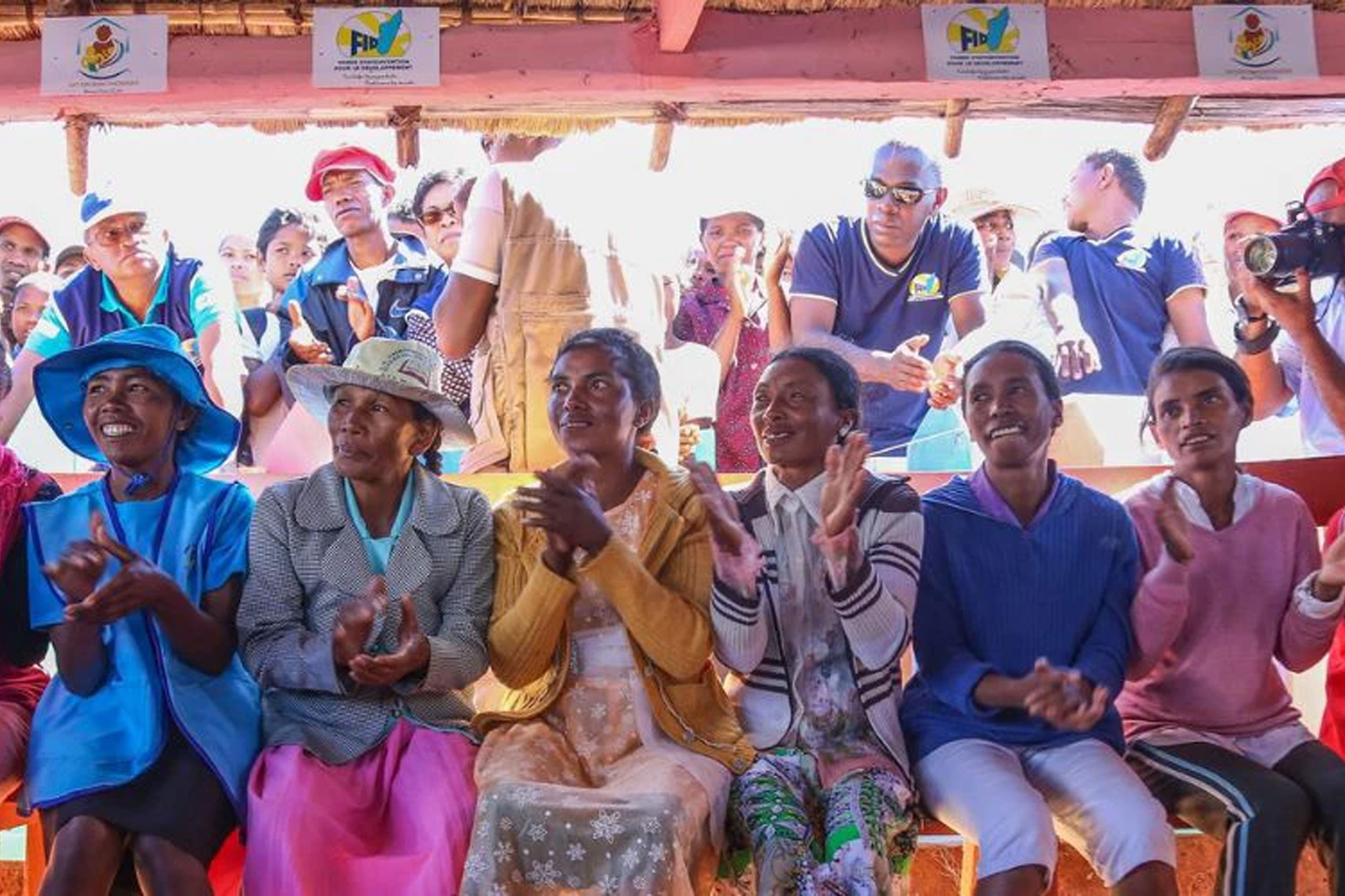 A group of women participating in a social protection program in Madagascar.